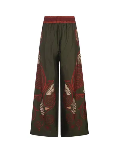 La Doublej Palazzo Pants In Kerylos Placée Dark Green In Silk Twill In Kerylos Plac�e