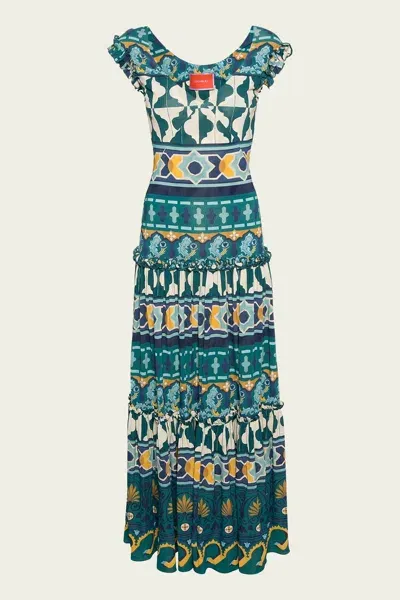 La Doublej Pimento Graphic-print Maxi Dress In Casareale Barré Emerald