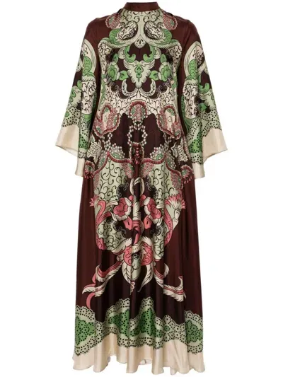 La Doublej Cerere Printed Silk Chiffon Maxi Dress In Testa Di M