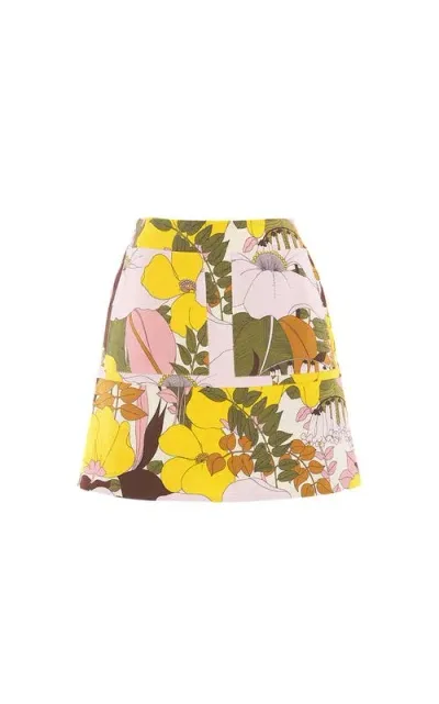 La Doublej Short Skirt Big Flower Rose Pink