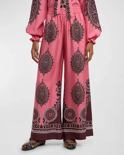 La Doublej Silk Wide-leg Pull-on Palazzo Pants In Pink