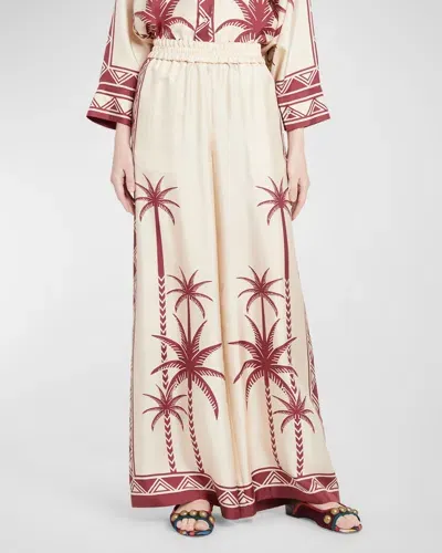 La Doublej Wide-leg Silk Palazzo Pants With Floral Detail In Foulard Liberty Piazzato