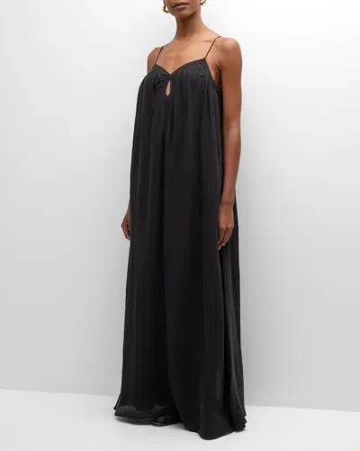 La Ligne Lightweight Linen Viscose Maxi Dress In Black