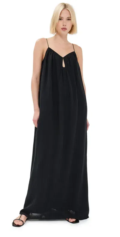 La Ligne Maxi Dress In Lightweight Linen Viscose Black