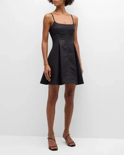 La Ligne Spaghetti-strap Cotton Mini Dress In Black