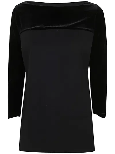 La Petit Robe Di Chiara Boni Danzi Velvet Top Jersey In Black