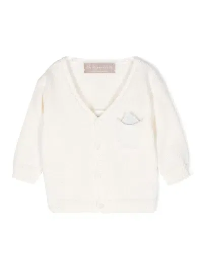 La Stupenderia Babies' Pocket-square Cotton Cardigan In White