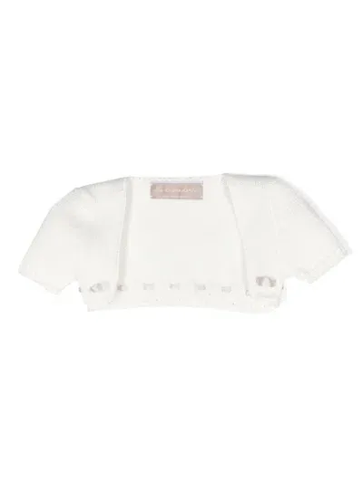 La Stupenderia Babies' Contrasting-strap Cotton Bolero In White