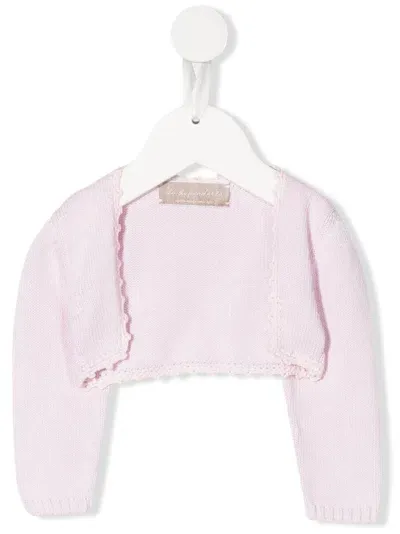 La Stupenderia Babies' Organic Cotton Cropped Cardigan In Pink