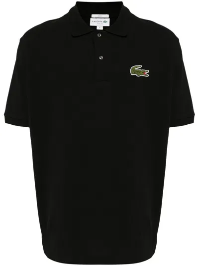 Lacoste Logo-patch Cotton Polo Shirt In Black