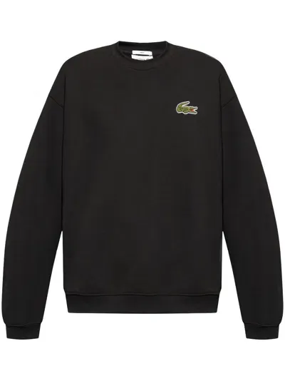 Lacoste Badge Fleece Sweatshirt In Black