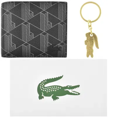 Lacoste Billfold Wallet And Keyring Set In Black