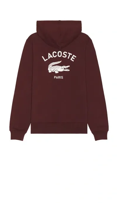 Lacoste Classic Fit Hoodie In Burgundy