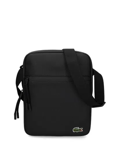 Lacoste Embroidered Logo Shoulder Bag In Black