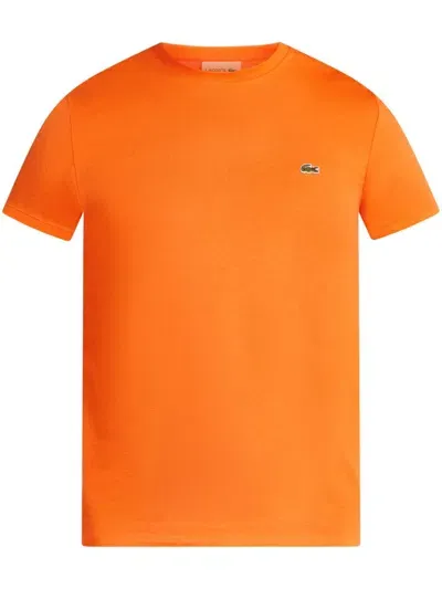 Lacoste Logo-appliqué T-shirt In Orange