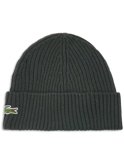 Lacoste Logo-embroidered Beanie In Green