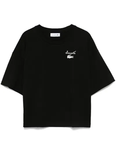 Lacoste Logo Jersey T-shirt In Black