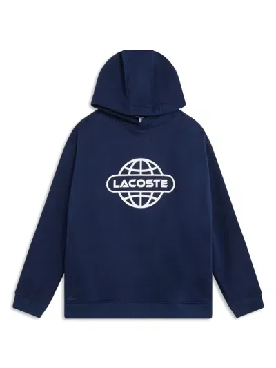 Lacoste Kids' Logo-print Hoodie In Blue