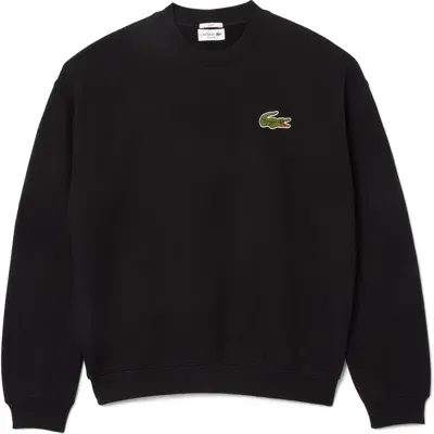 Lacoste Loose Fit Cotton French Terry Sweatshirt In Black