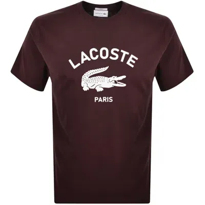 Lacoste Paris Logo T Shirt Burgundy