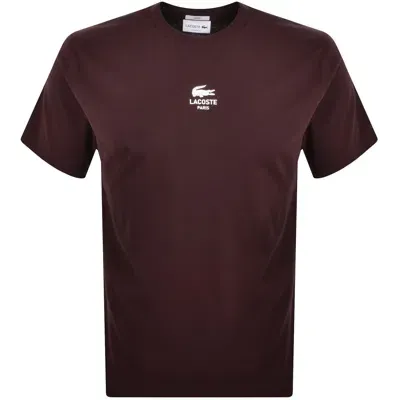 Lacoste Paris Small Logo T Shirt Burgundy