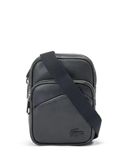 Lacoste Small Angy Leather Shoulder Bag In Black