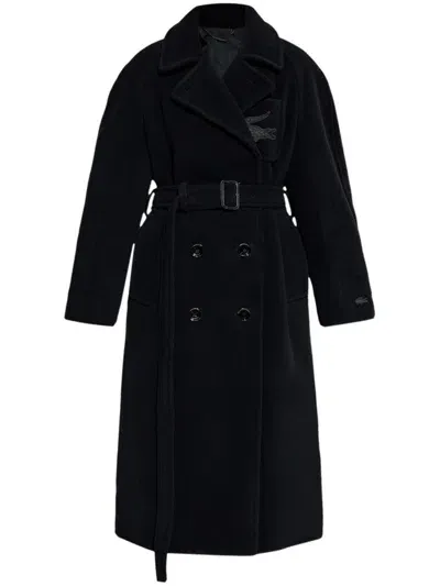 Lacoste Wool Coat In Black