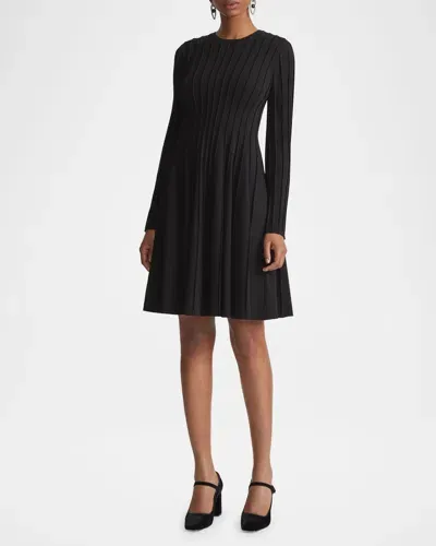 Lafayette 148 A-line Pintuck Dress In Black