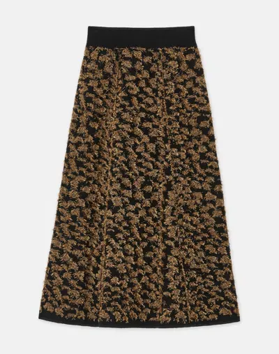 Lafayette 148 Boiled Wool Metallic Fringed Jacquard Skirt In Black