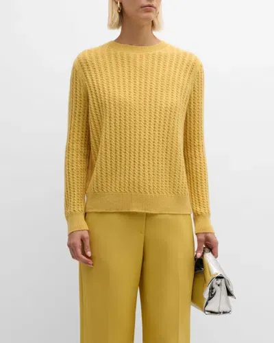 Lafayette 148 Cable-knit Cashmere Sweater In Canary Yellow