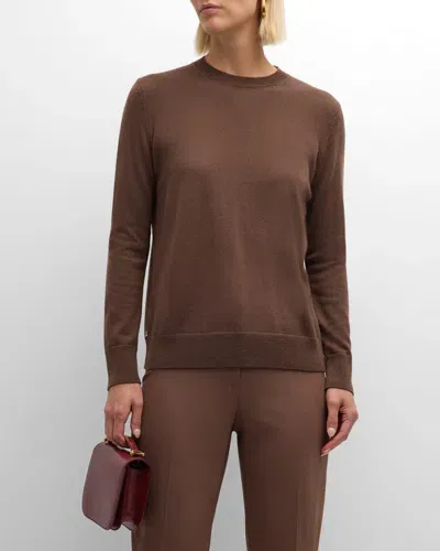 Lafayette 148 Cashmere Crewneck Sweater W/ Metallic In Wood