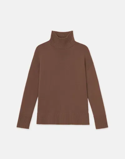 Lafayette 148 Cashmere Stand Collar Sweater In Wood