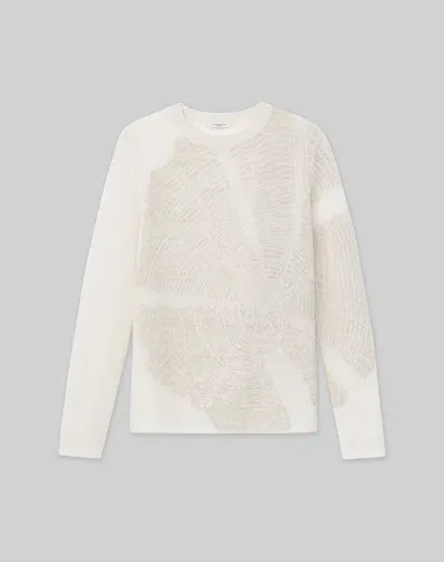 Lafayette 148 Cashmere Wood Grain Intarsia Sweater In Cloud Metallic