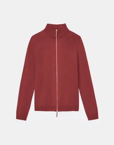 Lafayette 148 Cotton-silk Tape Knit Bomber In Scarlet