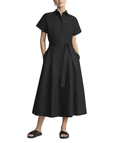 Lafayette 148 Eyelet Shirt Dress In Black