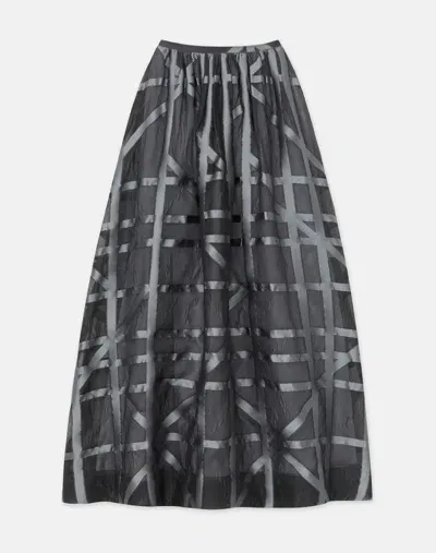 Lafayette 148 Floorplan Silk Fil Coupé A-line Floor Length Skirt In Grey