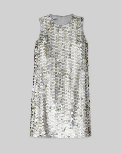 Lafayette 148 Hand-placed Paillette Shift Dress In Metallic