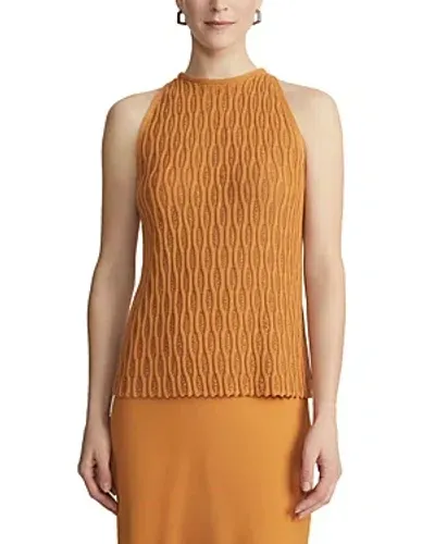 Lafayette 148 Honeycomb Halter Sleeveless Sweater In Terracotta