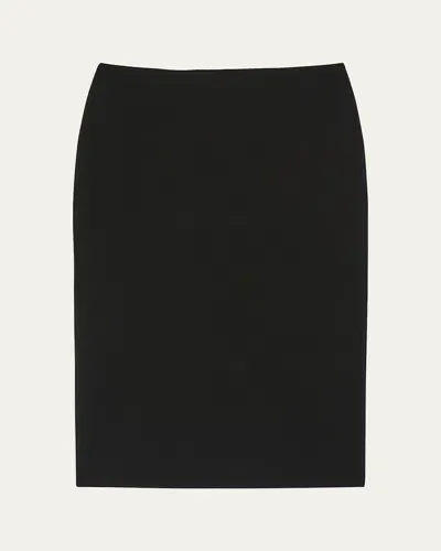 Lafayette 148 Petite Wool-silk Crepe Pencil Skirt In Black