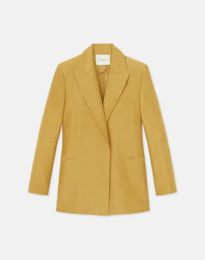 Lafayette 148 Linen-viscose Peak Lapel Blazer In Desert Grass