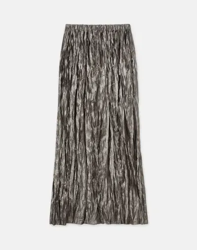 Lafayette 148 Metallic Plissé Midi Skirt In Pewter Metallic