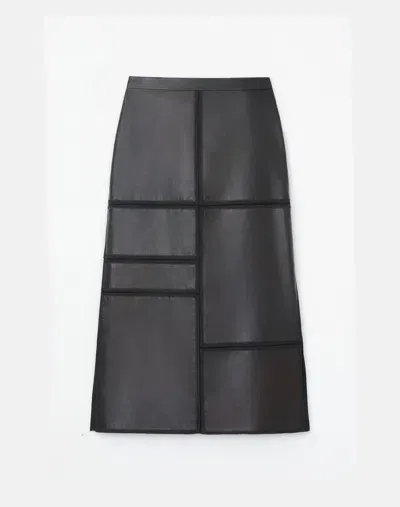 Lafayette 148 Nappa Lambskin Leather Block Panel Skirt In Black