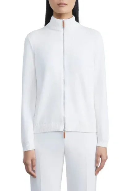 Lafayette 148 New York Cotton & Silk Knit Bomber Jacket In Cloud Ivory