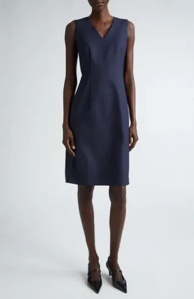 Lafayette 148 New York Stretch Wool V-neck Sheath Dress In Ink