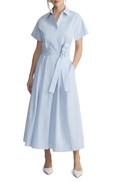 Lafayette 148 Belted Shirt Dress In Blue Oasis