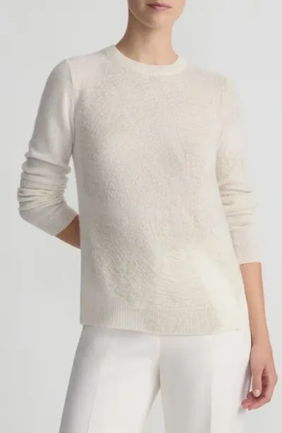 Lafayette 148 Cashmere Textured Intarsia Sweater In Cloud Metallic