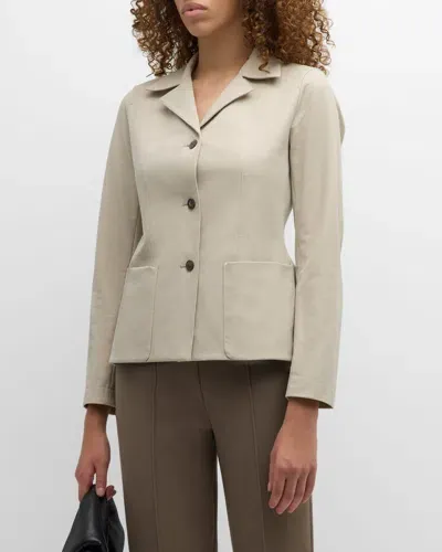 Lafayette 148 Notched-lapel Techno Stretch Twill Jacket In Khaki