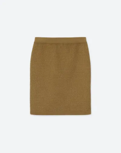 Lafayette 148 Organic Cotton Block Mesh Stitch Skirt In Green Yucca