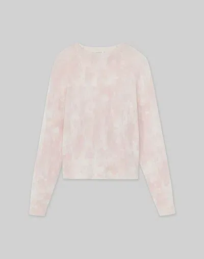 Lafayette 148 Petite Printed Cashmere Crewneck Sweater In Bluff Pink