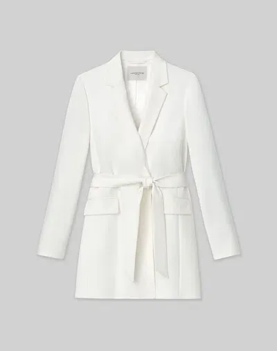 Lafayette 148 Plus-size Organic Silk Stretch Crepe De Chine Belted Blazer In White